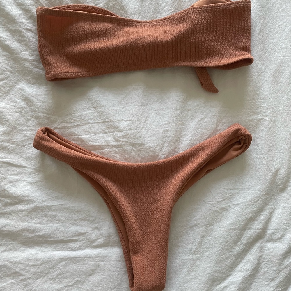 Zaful Bandeau Ribbed Bikini - Picture 6 of 6